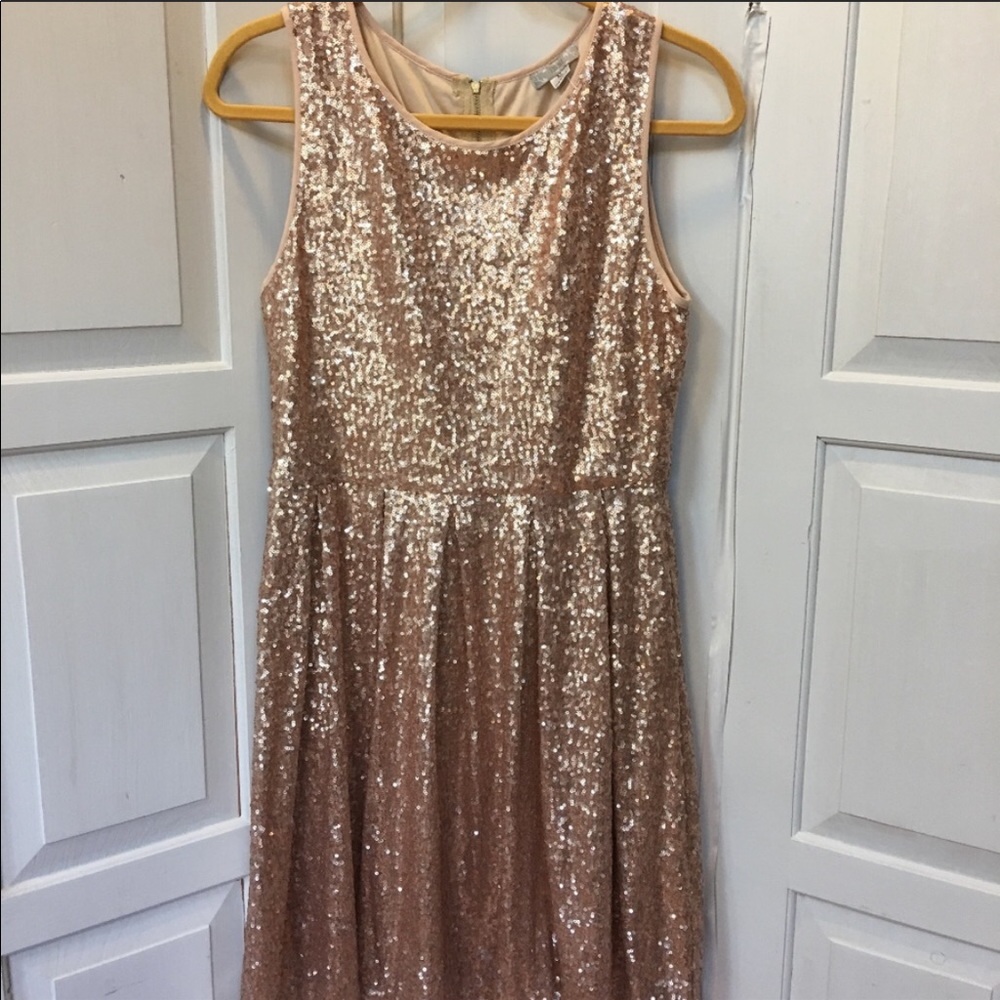 ISSI gold sequined dress with rose gold tint